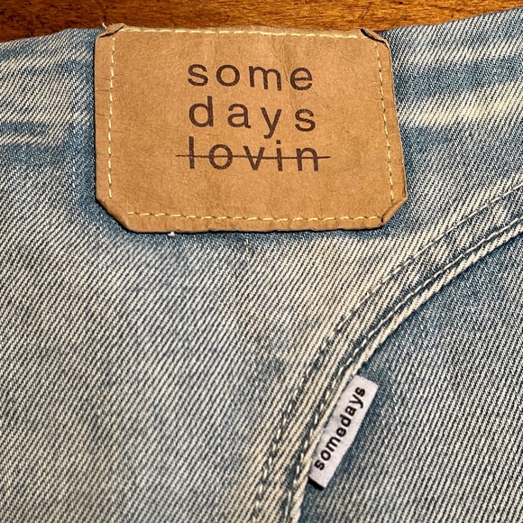 Some Days Lovin Denim Short Skirt Sz 24 Side Zip Light-Wash S924-210 - Picture 5 of 9